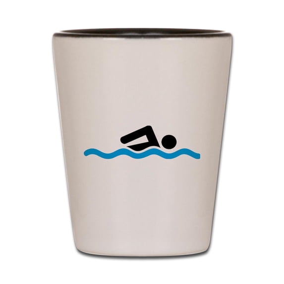 CafePress - Swimming - White/Black Shot Glass, Unique and Funny Shot Glass