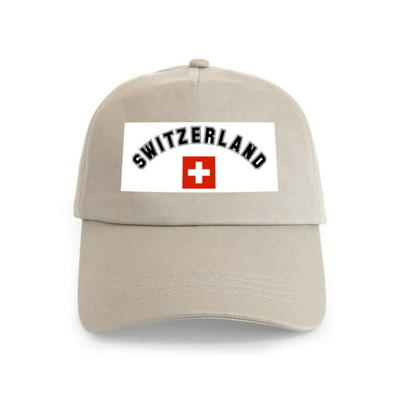 CafePress - Swiss Flag Cap - Adjustable 100% Brushed Unisex Casual Cotton Baseball Cap, Beige, 1