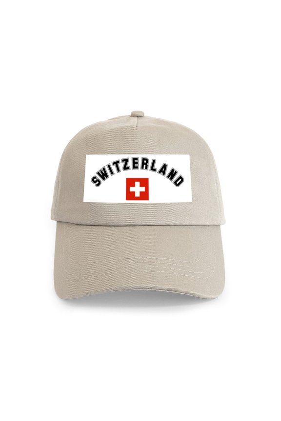 - Swiss Flag Cap - Adjustable 100% Brushed Unisex Casual Cotton Baseball Cap, Beige, 1