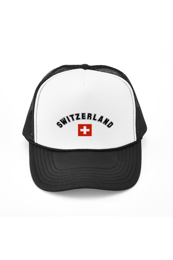 - Swiss Flag - Adjustable Unisex Printed Trucker Hat with Mesh Back