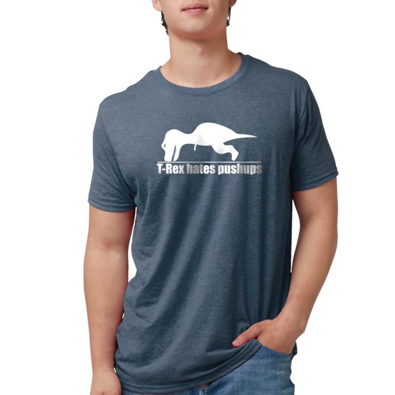 CafePress - T Rex Hates Push Ups T Shirt - Mens Tri-blend T-Shirt