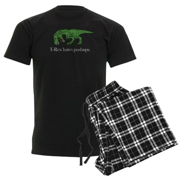 CafePress - T Rex Hates Pushups Men's Dark Pajamas - Men's Dark Loose Fit Cotton Pajama Set