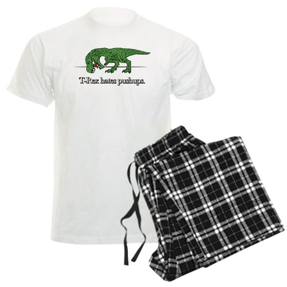 CafePress - T Rex Hates Pushups Men's Light Pajamas - Men's Light Loose Fit Cotton Pajama Set