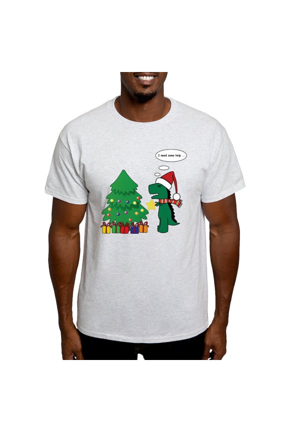 - T Rex Hates X Mas Light T Shirt - Men's Classic Graphic T-Shirt