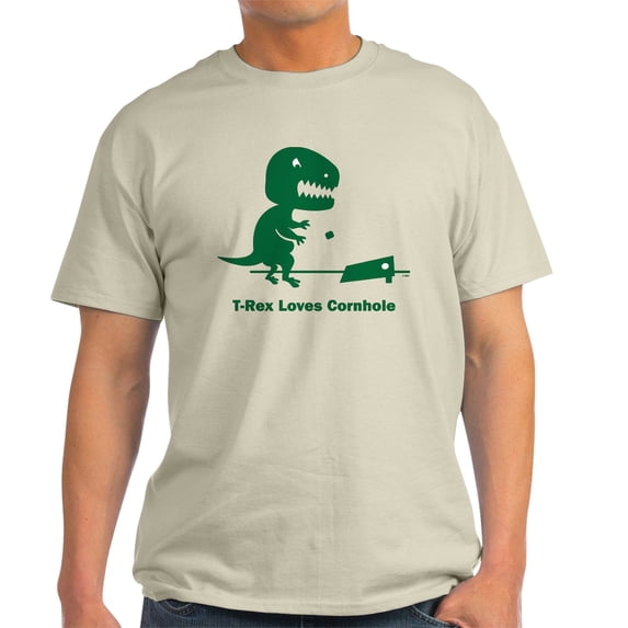 CafePress - T Rex Loves Cornhole Light T Shirt - Men's Classic Graphic T-Shirt