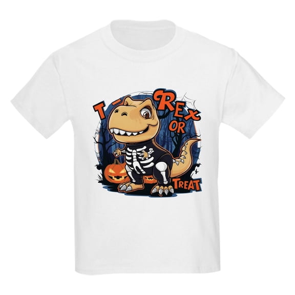 CafePress - T Rex Or Treat Kids T Shirt - Light Classic Kids Graphic, Short Sleeve T-Shirt, Sizes XS-XL