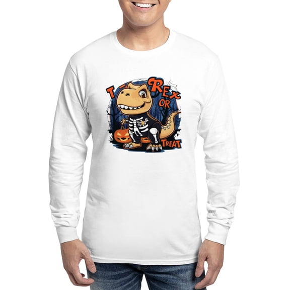 CafePress - T Rex Or Treat Men's Long Sleeve T Shirt - Unisex Cotton Long Sleeve T-Shirt