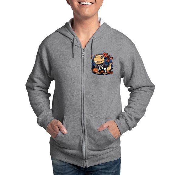 CafePress - T Rex Or Treat Men's Zip Up Hoodie - Zip Hoodie, Classic Hooded Sweatshirt with Metal Zipper
