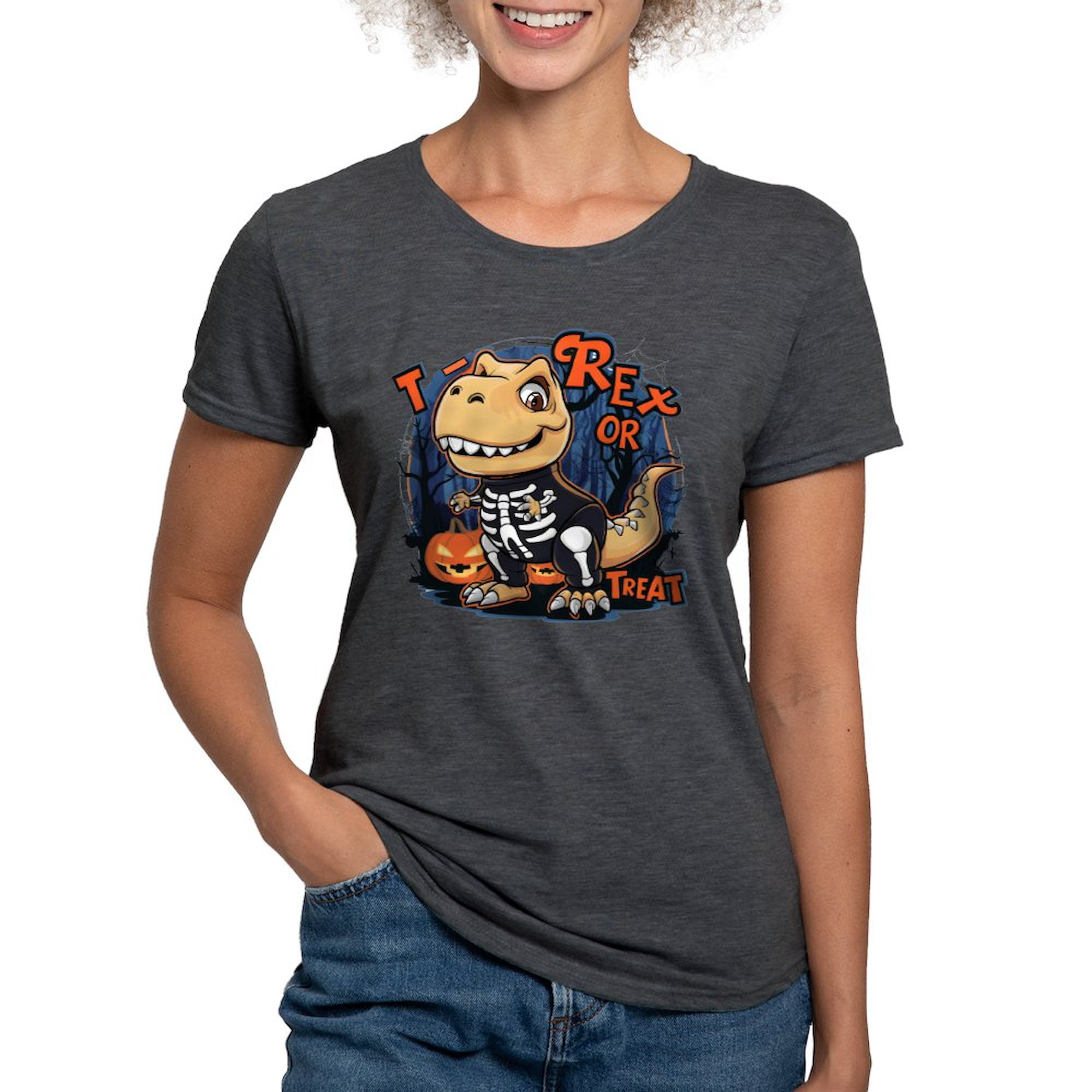CafePress - T Rex Or Treat Women's Deluxe T Shirt - Womens Tri-blend T ...