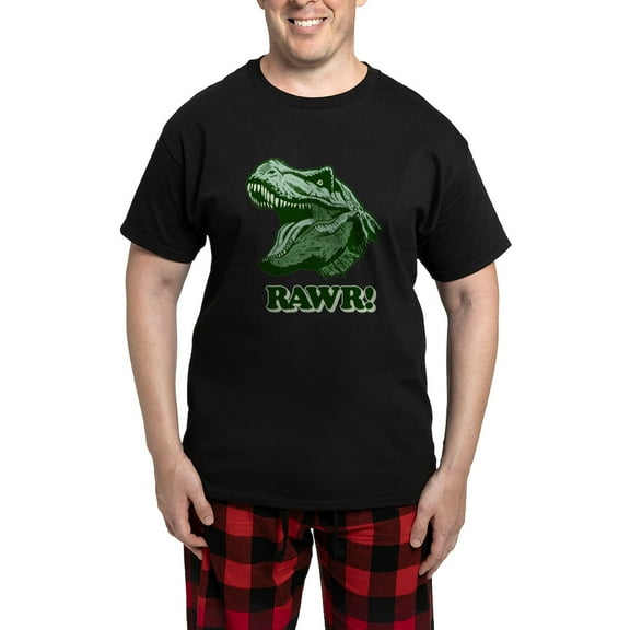 CafePress - T Rex RAWR Men's Dark Pajamas - Men's Dark Loose Fit Cotton Pajama Set