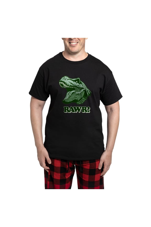 - T Rex RAWR Men's Dark Pajamas - Men's Dark Loose Fit Cotton Pajama Set