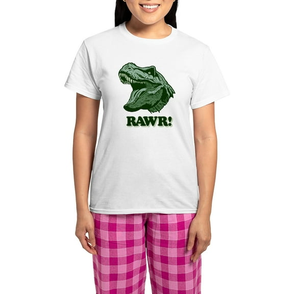 CafePress - T Rex RAWR Women's Light Pajamas - Women's Short Sleeve Print T-Shirt and Pants Light Cotton Pajama Set