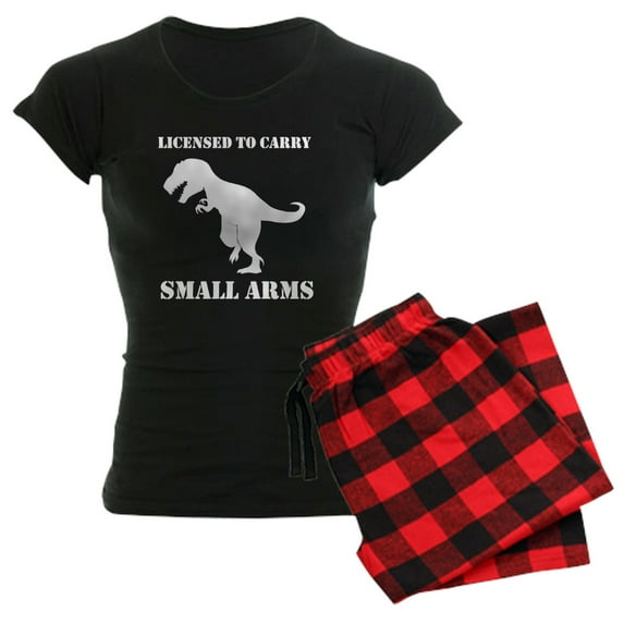 CafePress - T Rex Small Arms Carry License Dinosaur Pajamas - Women's Short Sleeve Print T-Shirt and Pants Dark Cotton Pajama Set