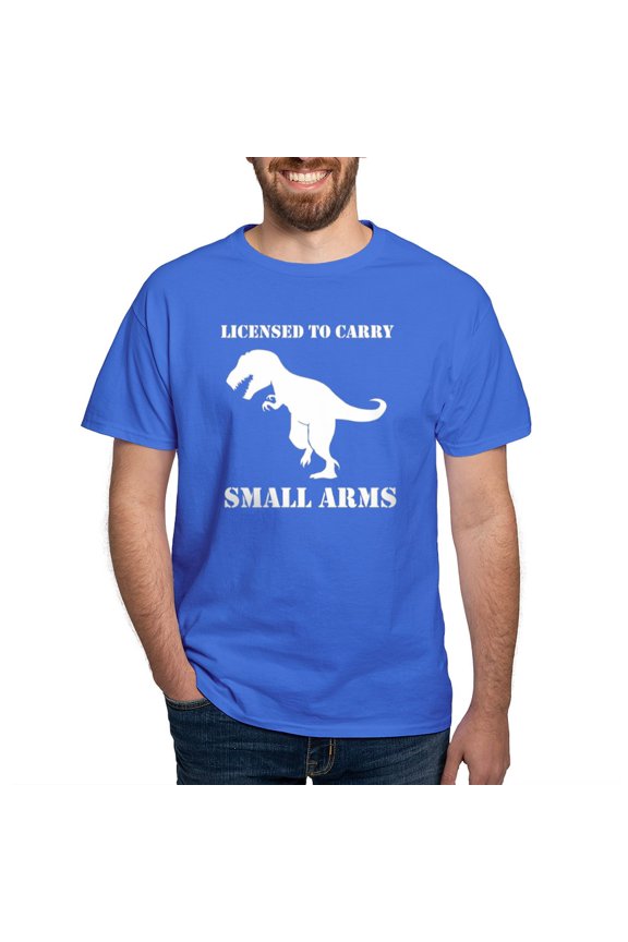 - T Rex Small Arms Carry License Dinosaur T Shirt - Men's Classic Graphic Cotton T-Shirt