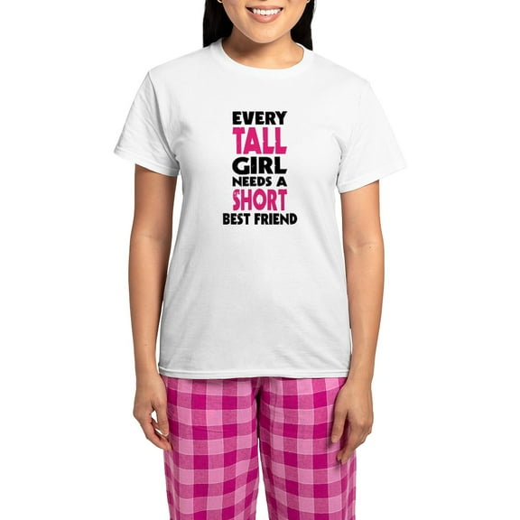 CafePress - (TALL GIRL SHORT GIRL) BFF Pajamas - Women's Short Sleeve Print T-Shirt and Pants Light Cotton Pajama Set