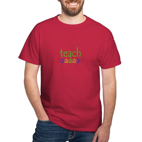 CafePress - TEACH PEACE Dark T Shirt - Men's Classic Cotton T-Shirts