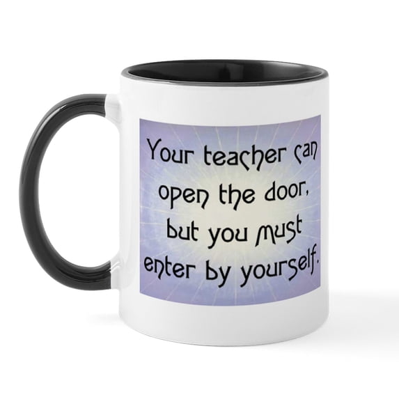 CafePress - TEACHER OPENS DOOR Mug - 11 oz Ceramic Mug - Novelty Coffee Tea Cup