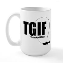 CafePress - TGIF Fishing Large Mug - 15 oz Ceramic Large White Novelty Mug