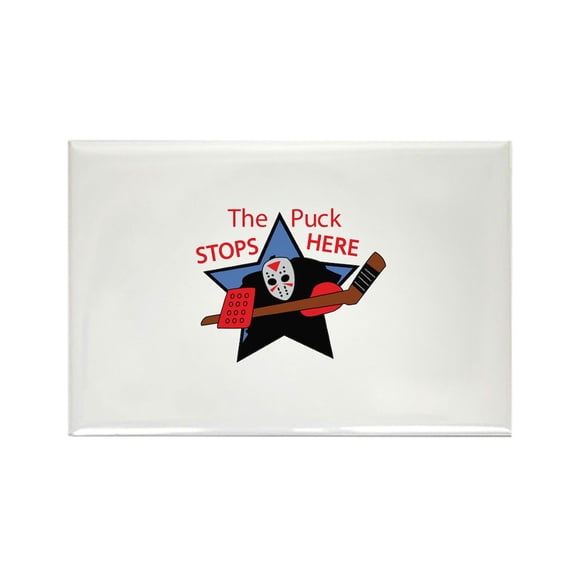 CafePress - THE PUCK STOPS HERE Magnets - Rectangle Magnet, 2"x3" Refrigerator Magnet
