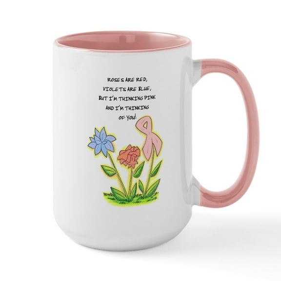 CafePress - THINK PINK Large Mug - 15 oz Ceramic Large White Novelty Mug