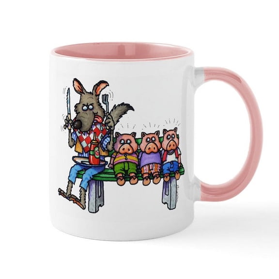 CafePress - THREE LITTLE PIGS Mug - 11 oz Ceramic Mug - Novelty Coffee Tea Cup