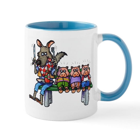 CafePress - THREE LITTLE PIGS Mug - 11 oz Ceramic Mug - Novelty Coffee Tea Cup