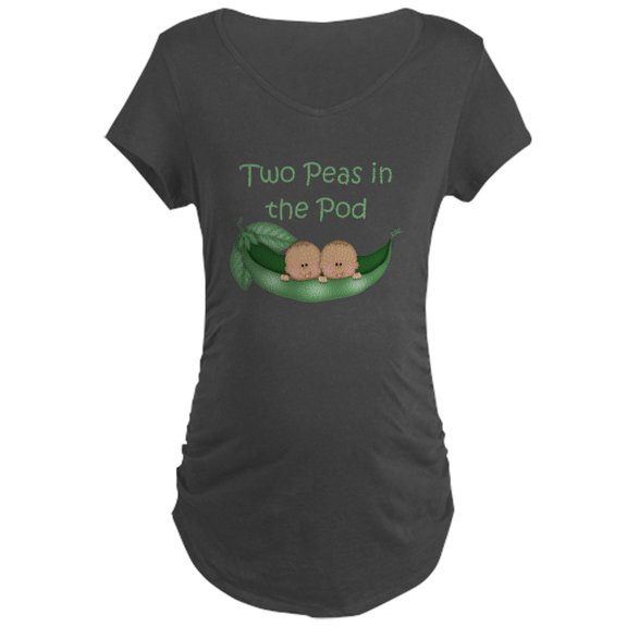 CafePress - TWO PEAS IN THE POD TWINS Maternity T Shirt - Maternity Dark T-Shirt