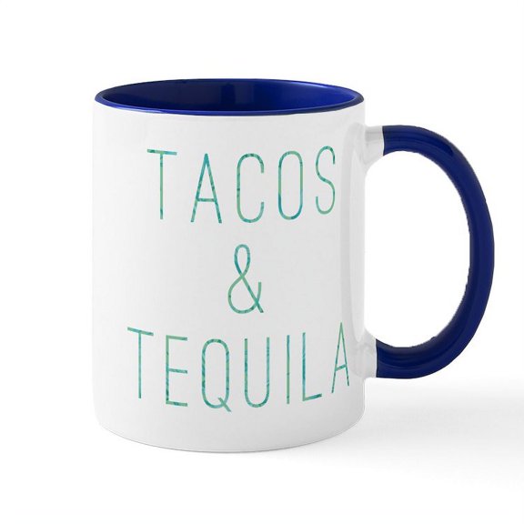 CafePress - Tacos And Tequila Print - 11 oz Ceramic Mug - Novelty Coffee Tea Cup