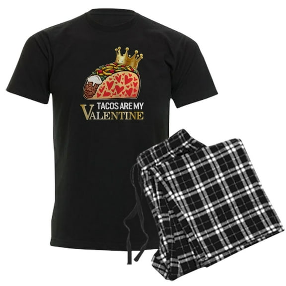 CafePress - Tacos Are My Valentine Shi Men's Charcoal Pajamas - Men's Dark Loose Fit Cotton Pajama Set