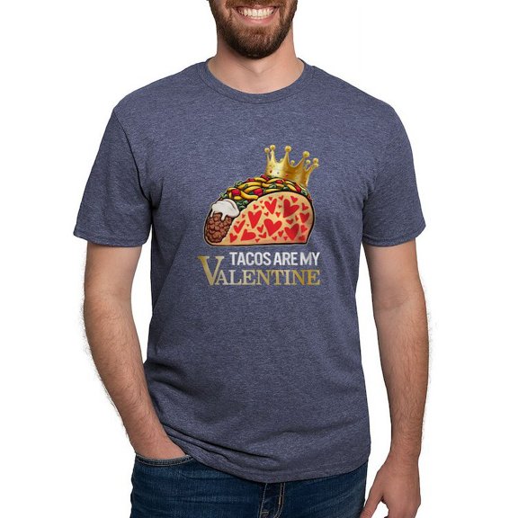 CafePress - Tacos Are My Valentine Shirt Funny Mexican Food Lo - Mens Tri-blend T-Shirt