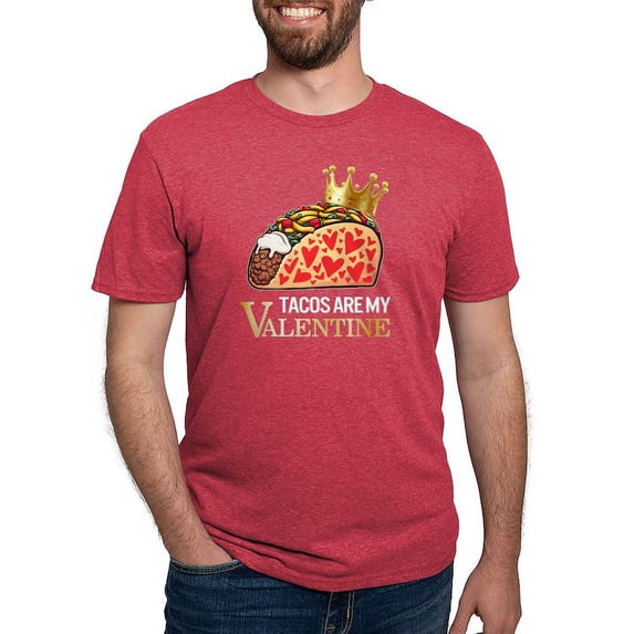 CafePress - Tacos Are My Valentine Shirt Funny Mexican T Shirt - Mens Tri-blend T-Shirt