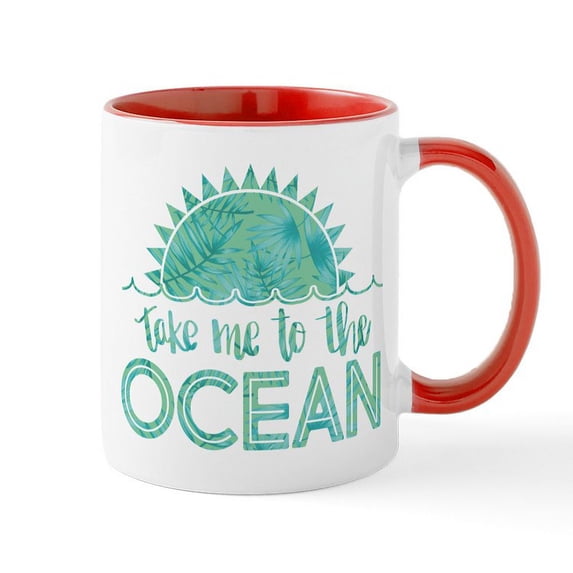 CafePress - Take Me To The Ocean Print - 11 oz Ceramic Mug - Novelty Coffee Tea Cup
