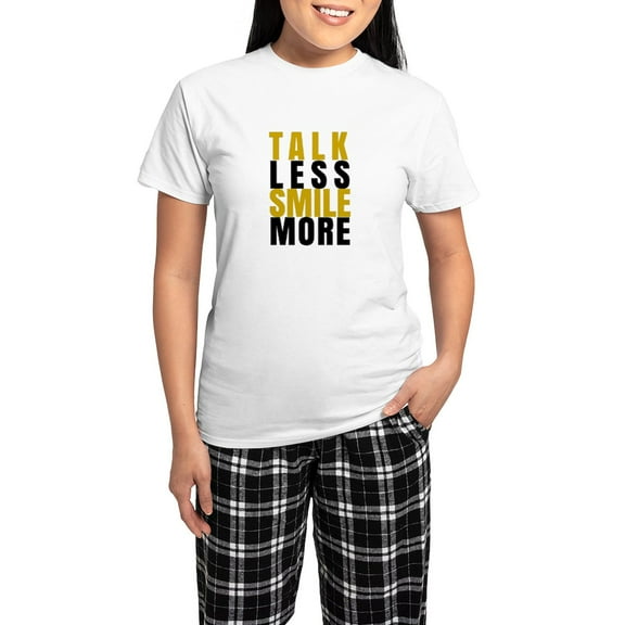 CafePress - Talk Less Smile More Pajamas - Women's Short Sleeve Print T-Shirt and Pants Light Cotton Pajama Set