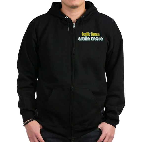 CafePress - Talk Less Smile More Zip Hoodie (Dark) - Zip Hoodie, Classic Hooded Sweatshirt with Metal Zipper