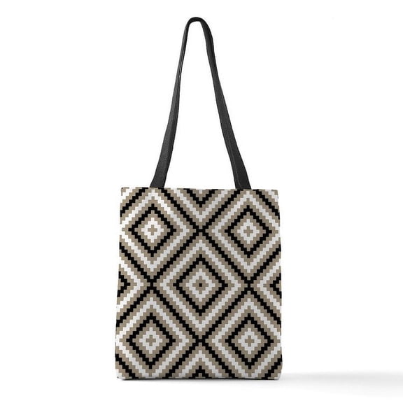 CafePress - Tan Black And White - Polyester Tote Bag 16"x16"