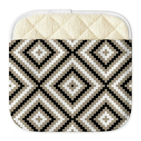 CafePress - Tan Black And White - Pot Holder with Printed Design, 9"x9"