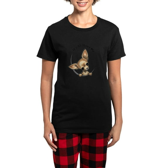CafePress - Tan Chihuahua IAAM Women's Light Pajamas - Women's Short Sleeve Print T-Shirt and Pants Dark Cotton Pajama Set