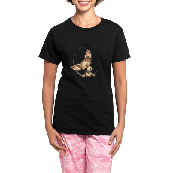 CafePress - Tan Chihuahua IAAM Women's Light Pajamas - Women's Short Sleeve Print T-Shirt and Pants Dark Cotton Pajama Set