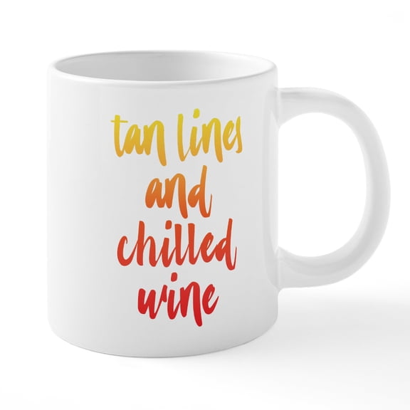 CafePress - Tan Lines And Chilled Wine - 20 Oz White Ceramic Mega Mug