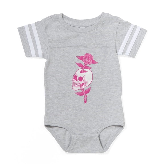 CafePress - Tat Skull Rose_Pk - Cute Infant Baby Football Bodysuit