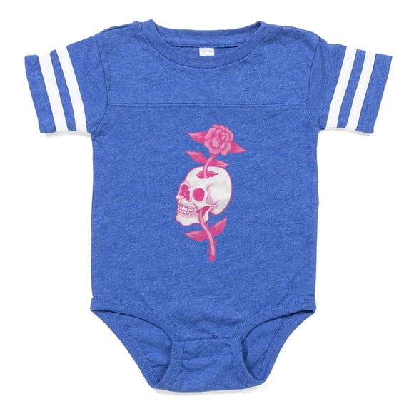 CafePress - Tat Skull Rose_Pk - Cute Infant Baby Football Bodysuit