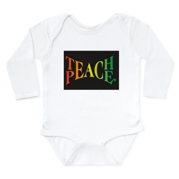 CafePress - Teach Peace Long Sleeve Infant Bodysuit - Long Sleeve Cotton Baby Bodysuit