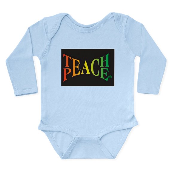 CafePress - Teach Peace Long Sleeve Infant Bodysuit - Long Sleeve Cotton Baby Bodysuit