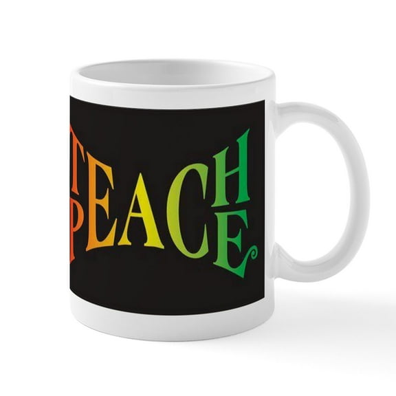 CafePress - Teach Peace Mug - 11 oz Ceramic Mug - Novelty Coffee Tea Cup