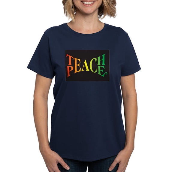 CafePress - Teach Peace T Shirt - Women's Traditional Fit Dark T-Shirt