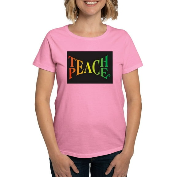 CafePress - Teach Peace T Shirt - Women's Traditional Fit Dark T-Shirt