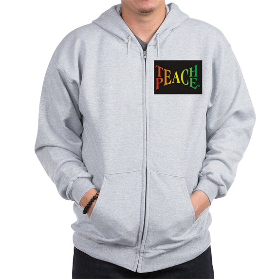 CafePress - Teach Peace Zip Hoodie - Zip Hoodie, Classic Hooded Sweatshirt with Metal Zipper