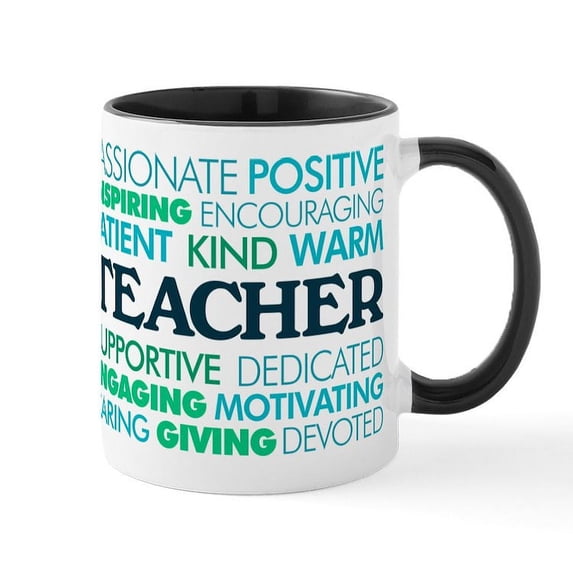 CafePress - Teacher Word Cloud - 11 oz Ceramic Mug - Novelty Coffee Tea Cup