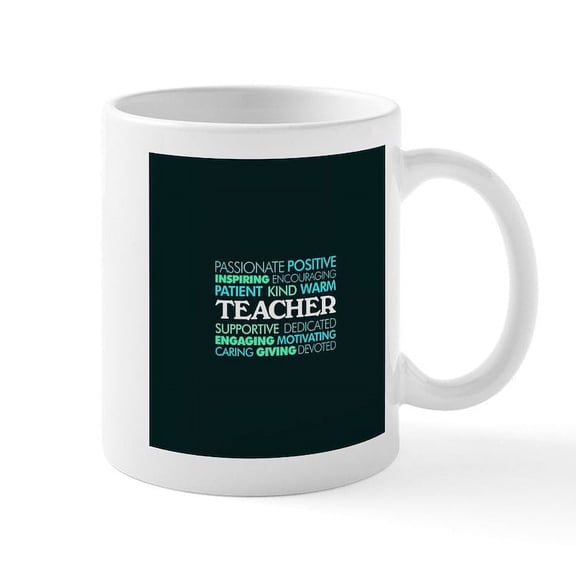 CafePress - Teacher Word Cloud - 11 oz Ceramic Mug - Novelty Coffee Tea Cup