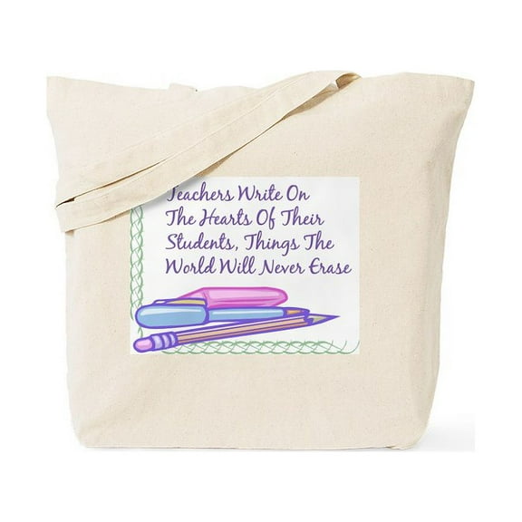 CafePress - Teachers Write On The Hearts. Tote Bag - Unisex Canvas Tote Bag, Beige, 1-Piece